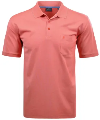 RAGMAN - Softknit-Polo mit Brusttasche, kurzarm hellrot - Gr. - XXL