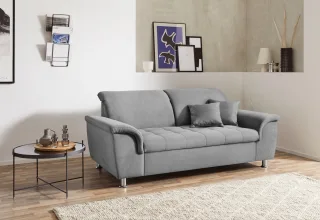 DOMO collection 2-Sitzer "Franzi, zeitlos & elegant, moderne Sitzheftung" wahlweise mit Kopfteilverstellung, inklusive Zierkissen