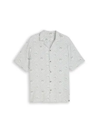 TOM TAILOR Denim - Relaxed Fit Resort Hemd mit Leinenanteil grün - Gr. - S