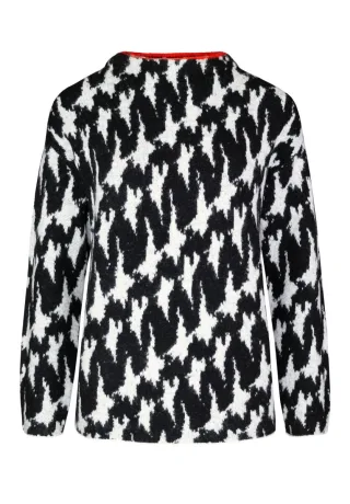 Bianca - Kuschelliger gemusterter Strickpullover - Remis schwarz/weiß - Gr. - 42