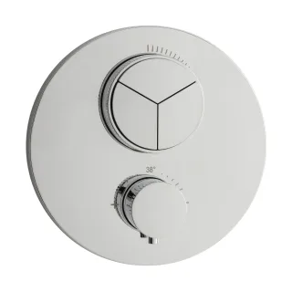 Herzbach PUSH Thermostat-Batterie LIVING 3 Verbraucher rund rund Chrom, 11.803055.1.01 11.803055.1.01