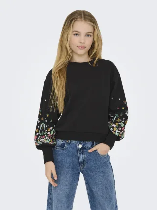 KIDS ONLY - KOGBROOKE L/S O-NECK FLOWER SWT NOOS Black - Gr. - 134/140