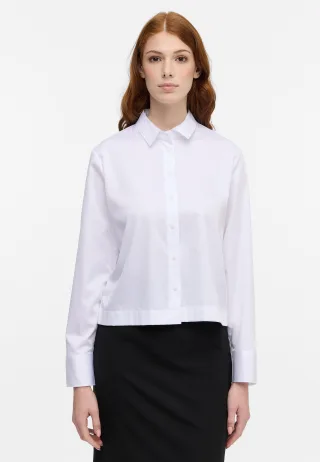 ETERNA - Satin Shirt Bluse Satingewebe Langarm weiß - Gr. - 36/Langarm