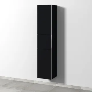 Sanipa 3way Hochschrank mit 2 Türen und 1 Auszug, Schwarz-Matt BS10208