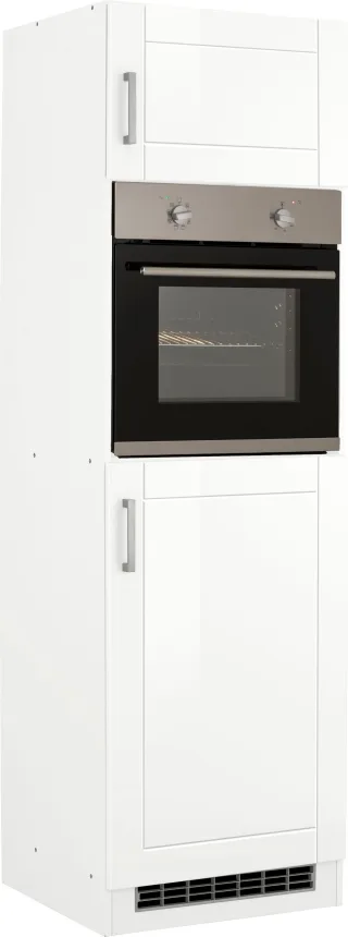 KOCHSTATION Backofen/Kühlumbauschrank "KS-Tinnum" 60 cm breit, 200 cm hoch, Metallgriffe, MDF Fronten, Nischenmaß 88 cm