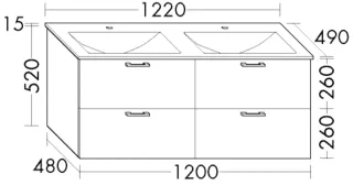 Burgbad Glas Waschtisch-Set Sys30 PG3 Diago Anthrazit Matt/Weiß, SFGU122F3358A0070 SFGU122F3358A0070