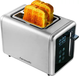 Hanseatic Toaster "HT9007BD, mit Brötchenaufsatz" 2 kurze Schlitze 900 W LED-Display mit Timerfunktion