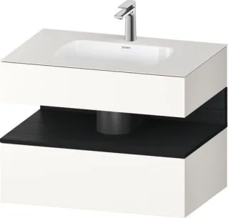 Duravit Qatego Einbauwaschtisch mit Konsolenwaschtischunterbau Eiche Schwarz & Weiß Matt & Supermatt QA4785016840000