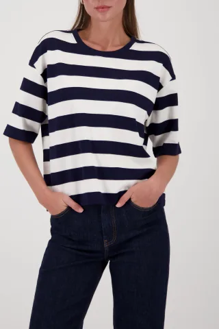 monari - Sweatshirt mit Streifen marine ringel - Gr. - 42