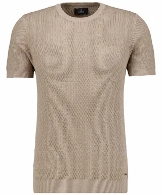 RAGMAN - Strickpullover Rundhals, kurzarm sand melange - Gr. - M