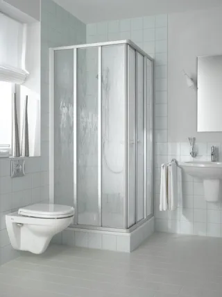 Kermi Eck-Halbteil Nova 2000 ED3 0900x2000, weiss, Kunstglas Kerolan Fontana, N2ED30902021K N2ED30902021K