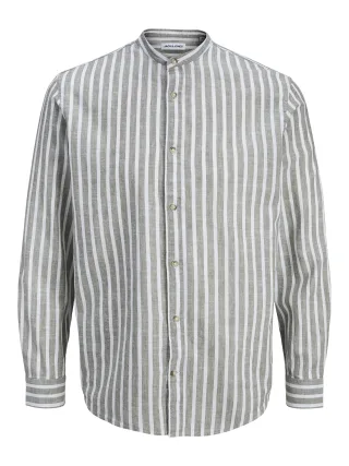 JACK&JONES - JJESUMMER LINEN BLEND BAND SHIRT L/S SN - Gr. - S