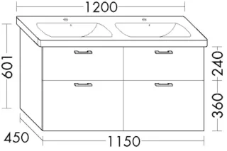 Burgbad Waschtischunterschrank Sys30 PG1 Aqua 601x1150x450 Basaltgrau Matt, WWLH115F1720 WWLH115F1720