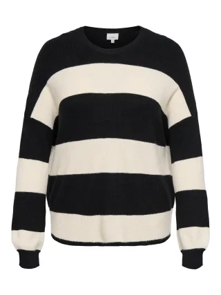 ONLY CARMAKOMA - CARATIA L/S STRIPE PULLOV KNT NOOS Black - Gr. - S-42/44