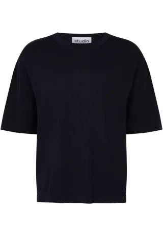 seidensticker - KNITTED T-SHIRT CREW N black - Gr. - S