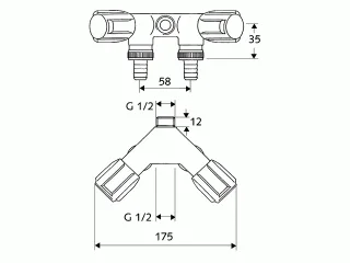 Schell NA-Doppelventil COMFORT mit RFV IG 1/2" chrom mit Schlauchanschluss 033680699