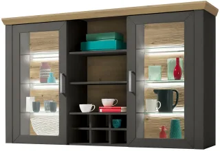 set one by Musterring Aufsatzschrank "York" Typ 24, Glastüren und Flaschenregal, Beleuchtung optional, B 184 cm