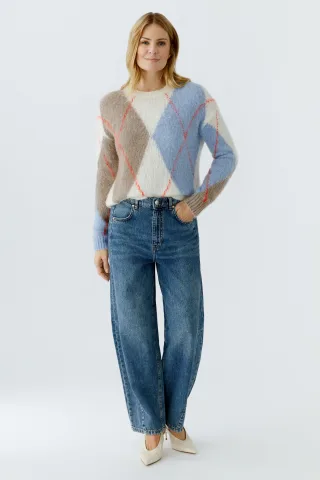 Oui - Pullover white blue - Gr. - 40