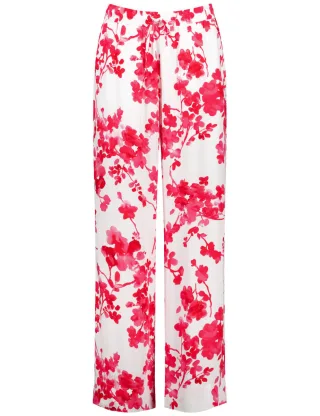 TAIFUN - Palazzohose mit Blumenprint rot - Gr. - 48