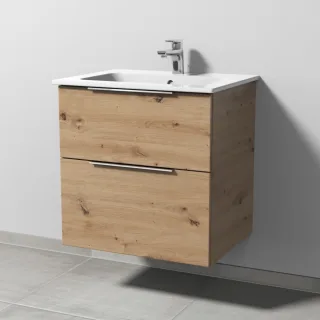 Sanipa 3way Waschtischunterbau zu Duravit ME by Starck Waschtisch mit 2 Auszügen, Eiche Natural-Touc UM72485