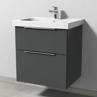 Sanipa 3way Waschtischunterbau zu Geberit iCon Light Waschtisch mit 2 Auszügen, Anthrazit-Matt UM57322