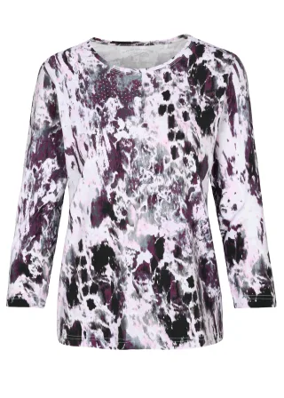 CLARINA - Rdh.-Shirt, 3/4 Arm, Druck raspberry combo - Gr. - 38
