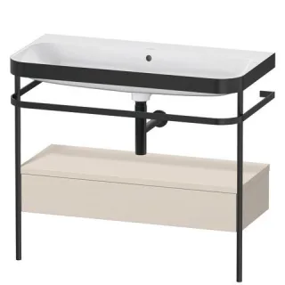 Duravit Happy D.2 Plus c-bonded Set mit Metallkonsole und Schubkasten Taupe Supermatt 975x490x850 mm HP4743N8383