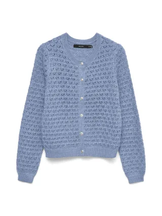 VERO MODA - VMJAQUELINE LS O-NECK CARDIGAN BOO Brunnera Blue - Gr. - XS