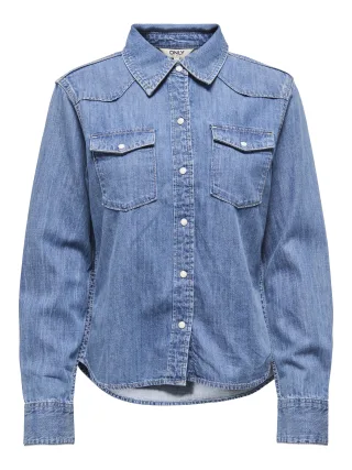 ONLY - ONLCHARLIZE LS DNM SHIRT AKM NOOS Medium Blue Denim - Gr. - XS