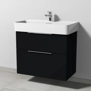 Sanipa 3way Waschtischunterbau zu Laufen VAL Waschtisch mit 2 Auszügen, Schwarz-Matt UF82308