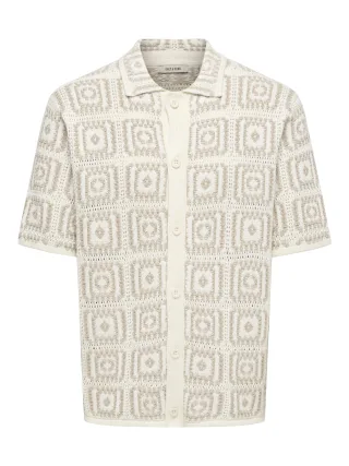 ONLY&SONS - ONSBART RLX 5 SS SHIRT KNIT NOOS Egret - Gr. - M