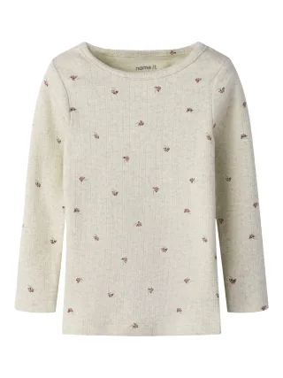 NAME IT - NMFBERRIES LS SLIM TOP Peyote Melange - Gr. - 116