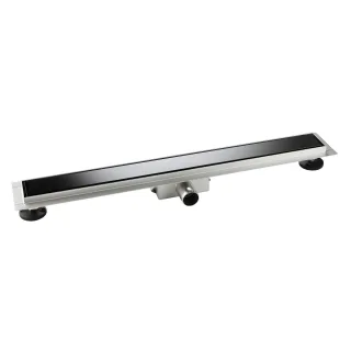 Neuesbad Edelstahl Duschrinne 900mm, mit Designrost aus Glas, schwarz NBDR900GB