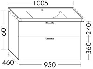 Burgbad Waschtischunterschrank Sys30 PG4 Sana 601x950x460 Trend- oder RAL-Farbe HGL, WXPV095F5348 WXPV095F5348