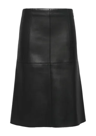 s.Oliver BLACK LABEL - Ausgestellter Rock aus Lederimitat schwarz - Gr. - 46