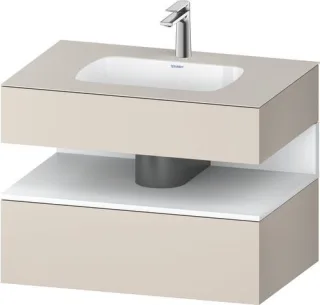 Duravit Qatego Einbauwaschtisch mit Konsolenwaschtischunterbau Taupe & Weiß Matt 800x550x600 mm - QA QA4785018910010