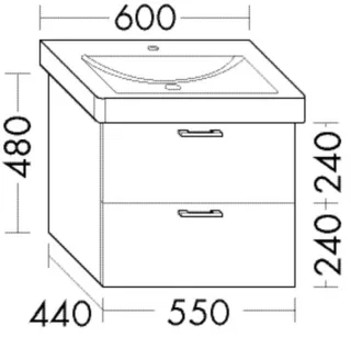 Burgbad Waschtischunterschrank Sys30 PG2 Echo 480x550x440 Marone Dekor Trüffel, WWMN055F1717 WWMN055F1717