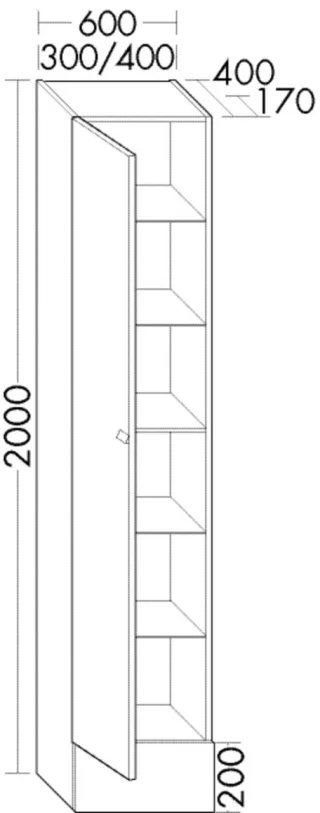 Burgbad Hochschrank rc40 System PG2 2000x300x170 Weiß Hochglanz, HSMH030LF4000 HSMH030LF4000