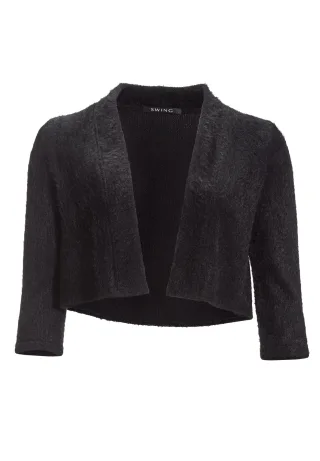 SWING - Jersey Bolero in Flausch Optik black - Gr. - S