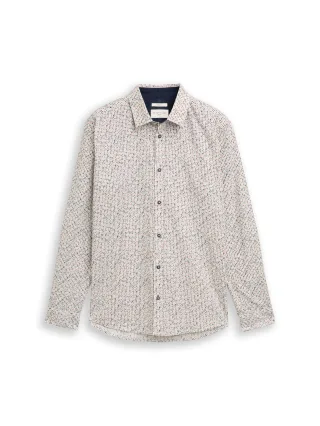 Tom Tailor - Fitted Hemd mit Muster white abstract design - Gr. - S