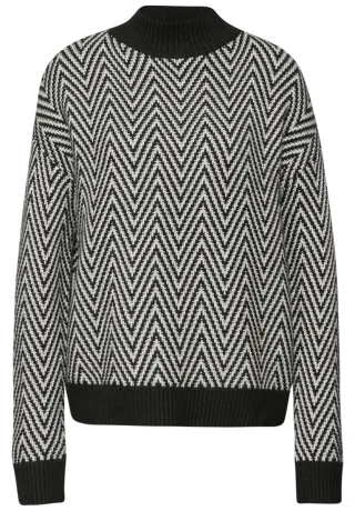 Street One - Jacquard Turtleneck Pullover schwarz - Gr. - 38