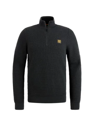 PME Legend - Half zip collar cotton mouline black - Gr. - XXXL