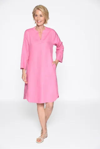 CLARINA - Kleid, Serafino Ausschnitt,uni pink - Gr. - 44