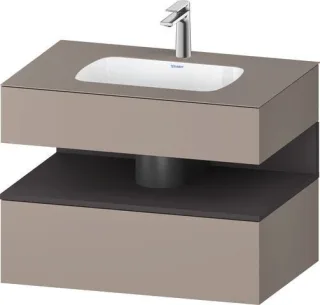 Duravit Qatego Einbauwaschtisch mit Konsolenwaschtischunterbau Basalt & Graphit Matt & Supermatt 800 QA4785080430000