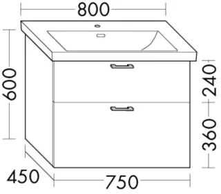 Burgbad Waschtischunterschrank Sys30 PG2 Echo 600x750x450 Eisblau Softmatt, WXPF075F3962 WXPF075F3962