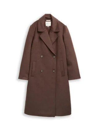 Denim Tom Tailor - Loose Fit Wollmantel soft chocolate brown - Gr. - M