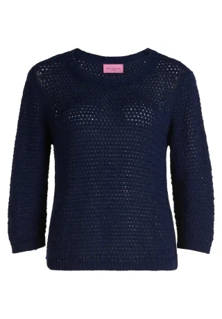 so cosy - Grobstrick-Pullover blau - Gr. - 44