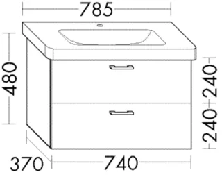 Burgbad Waschtischunterschrank Sys30 PG2 Echo 480x740x370 Nussbaum Dekor Samt, WVBX074F2751 WVBX074F2751