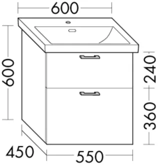 Burgbad Waschtischunterschrank Sys30 PG2 Echo 600x550x450 Tectona Dekor Zimt, WXPF055F3424 WXPF055F3424