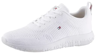 Tommy Hilfiger Sneaker "CORPORATE KNIT RIB RUNNER", Freizeitschuh, Halbschuh, Schnürschuh mit seitlicher Logoflagge
